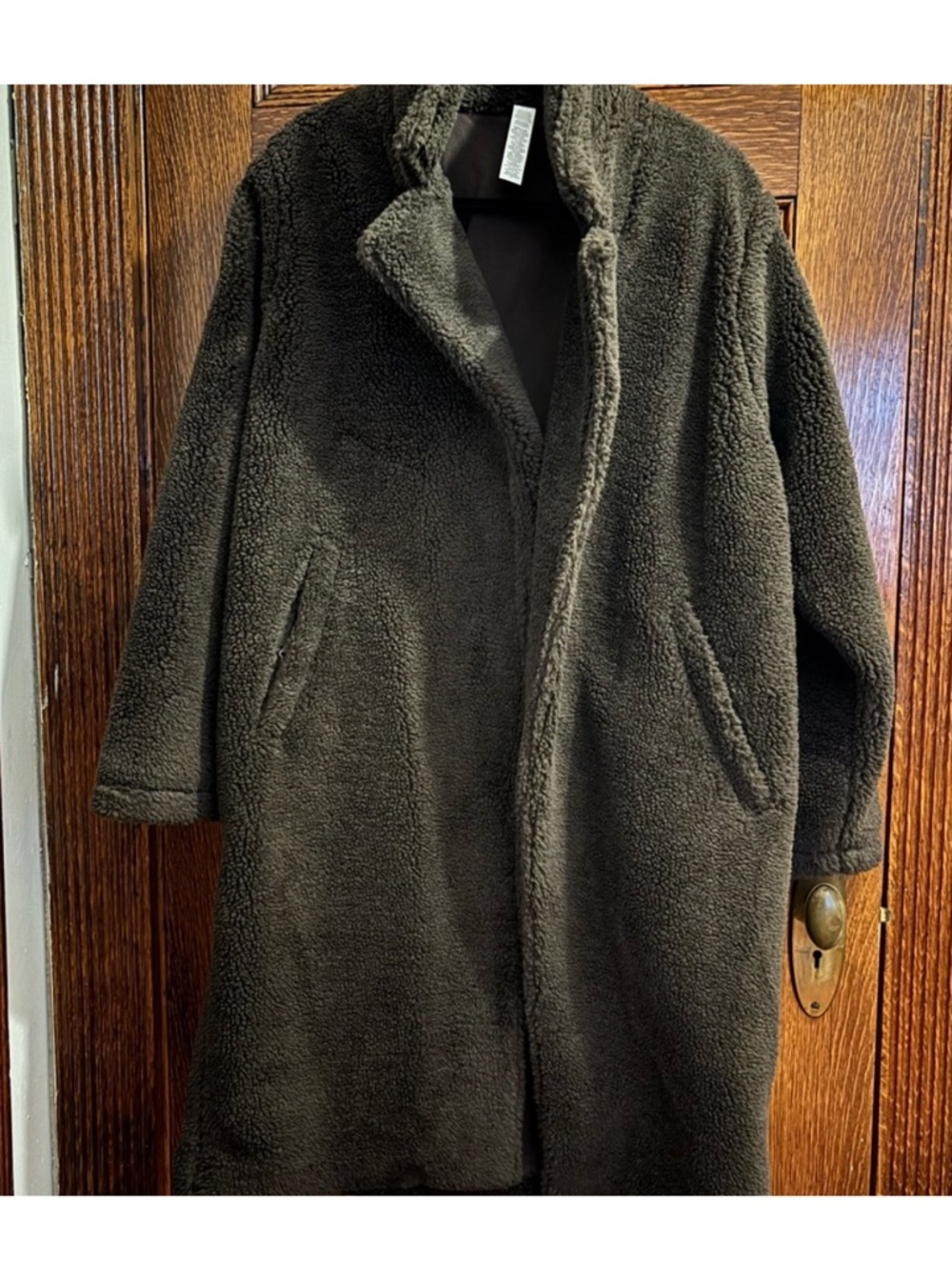 ALO Yoga Long Teddy Coat in Dark Brown - Picture 2 of 4